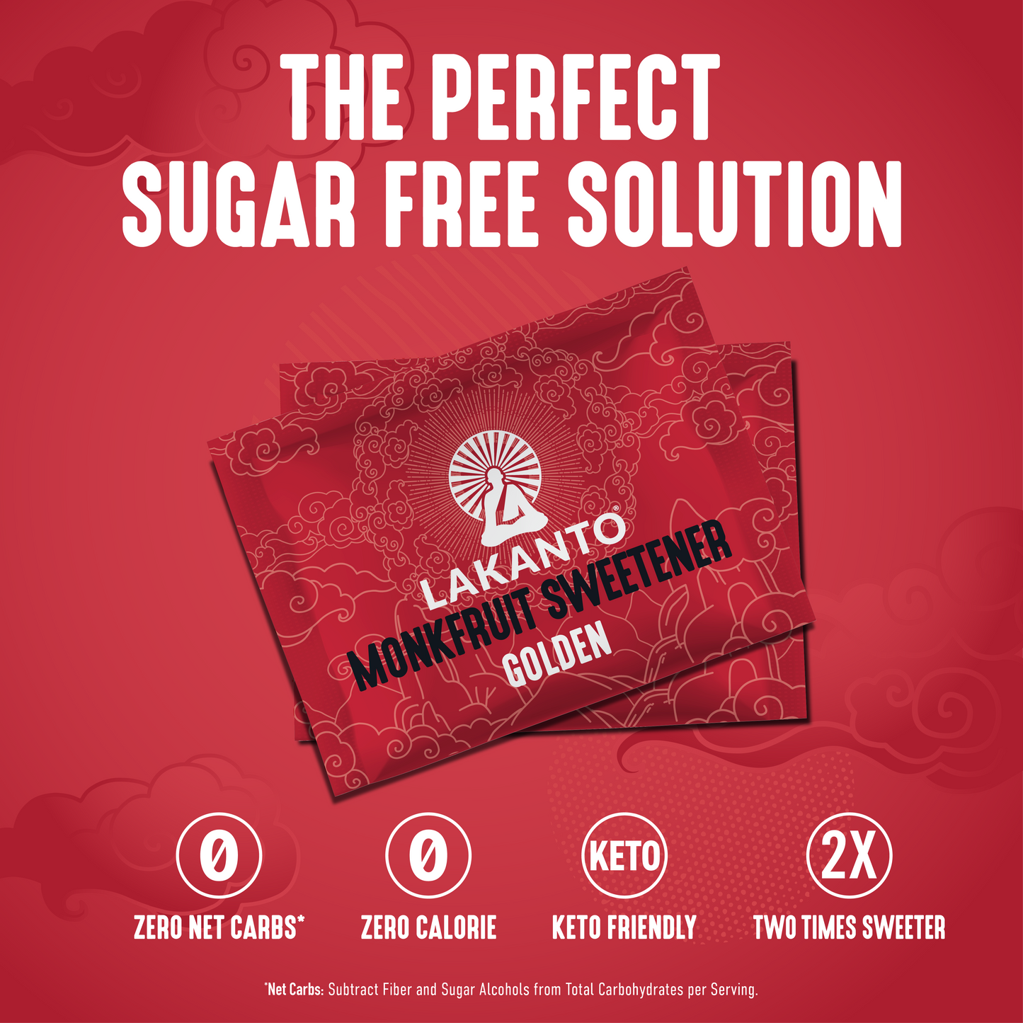 Golden Monkfruit and Erythritol 2:1 Sweetener Packets - Raw Cane Sugar Replacement