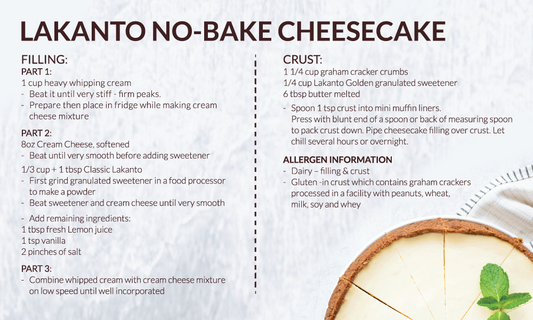 Lakanto No-Bake Cheesecake (As Featured At Costco Show) Recipe