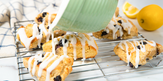 No Added Sugar Glazed Lemon Blueberry Keto Scones Recipe