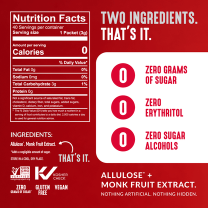 Classic Monkfruit and Allulose 2:1 Sweetener Packets - White Sugar Replacement