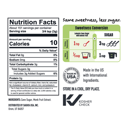 Cane Sugar with Monkfruit Sweetener (Reduced Sugar)