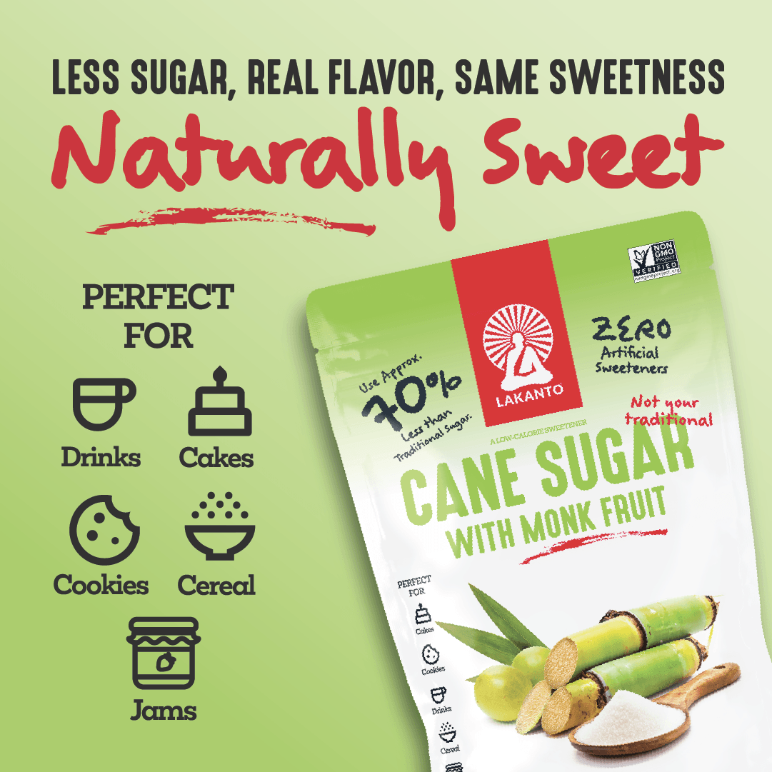 Cane Sugar with Monkfruit Sweetener (Reduced Sugar)