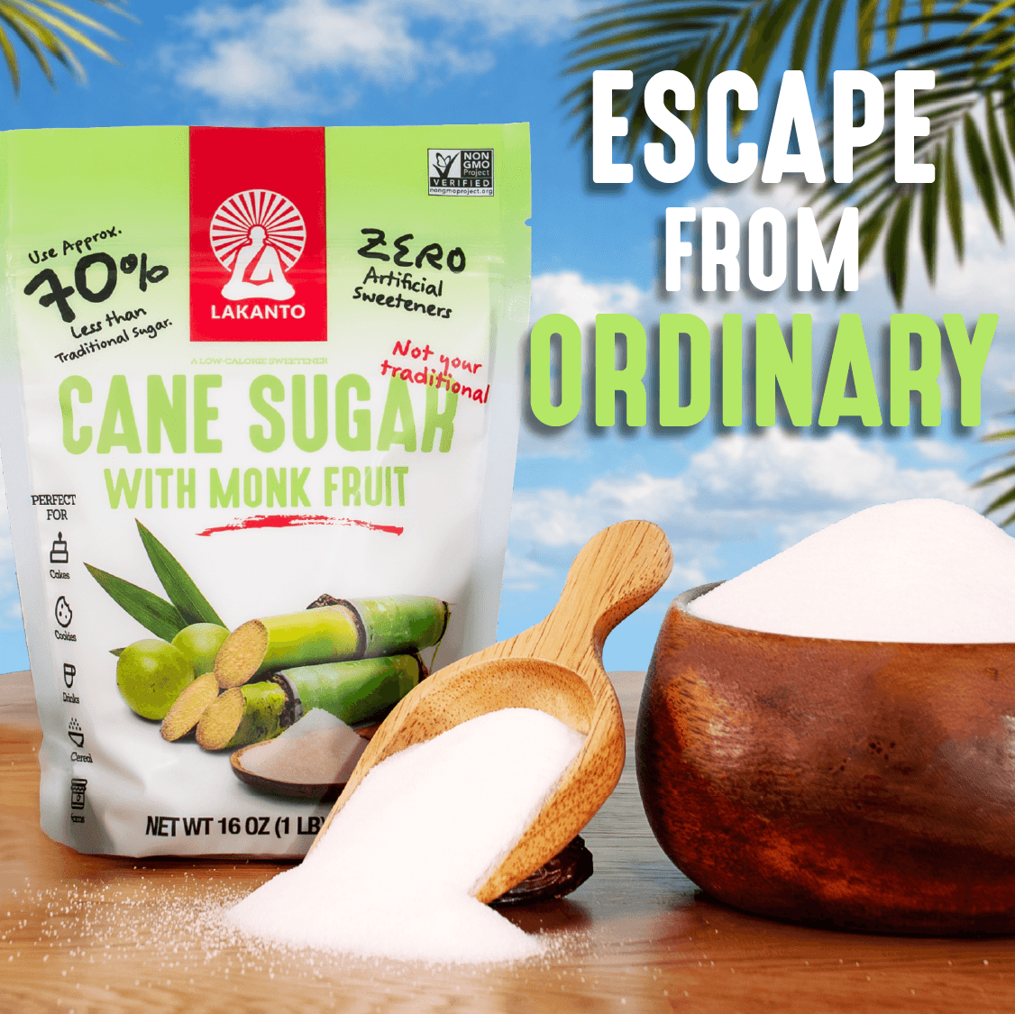 coconut palm sugar vs monk fruit Cane Sugar with Monk Fruit 16oz – Lakanto USA