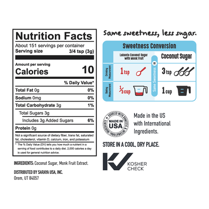 Coconut Sugar with Monkfruit Sweetener (Reduced Sugar)