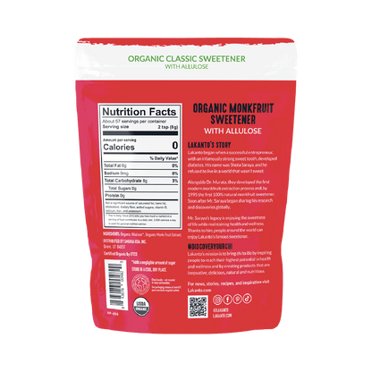 Organic Classic Monkfruit Sweetener with Allulose - White Sugar Replacement