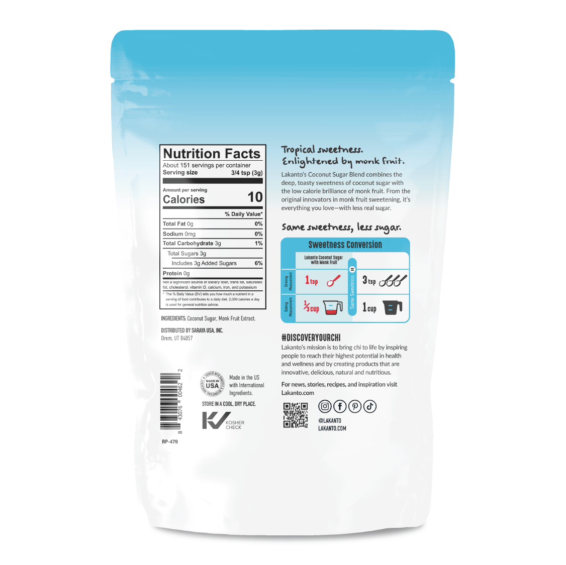 Coconut Sugar with Monk Fruit Sweetener (Reduced Sugar)