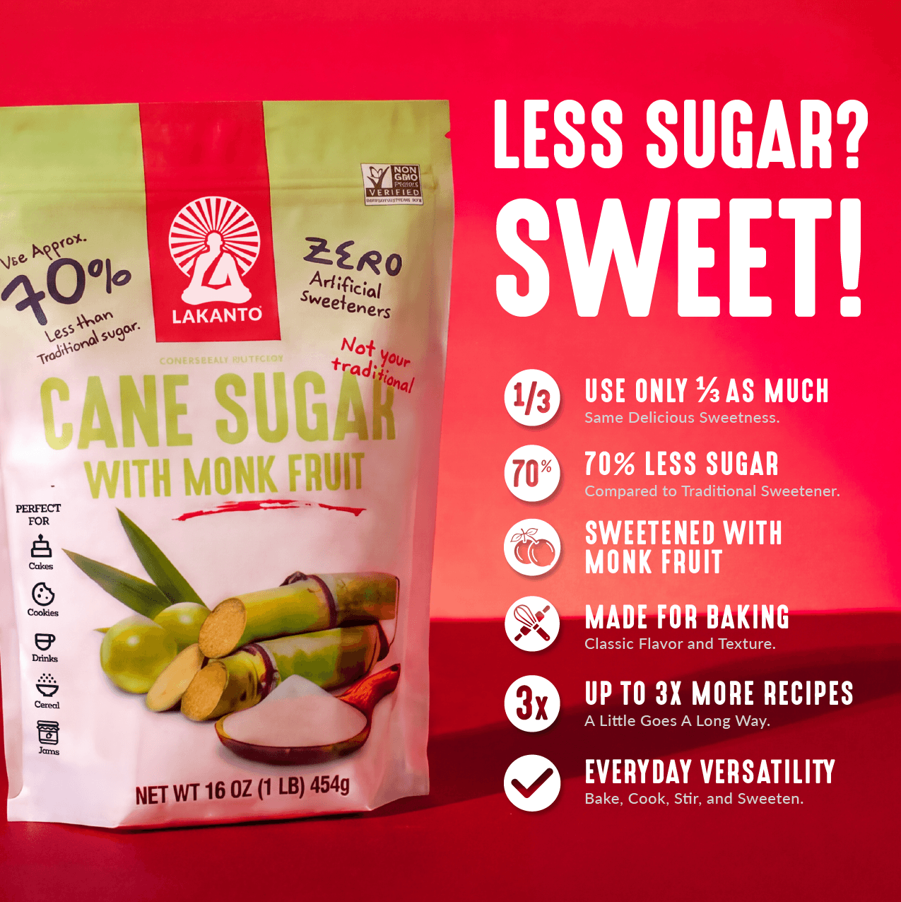 Cane Sugar with Monk Fruit