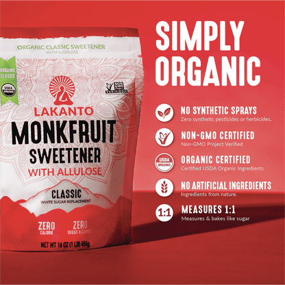 Organic Classic Monkfruit Sweetener with Allulose - White Sugar Replacement