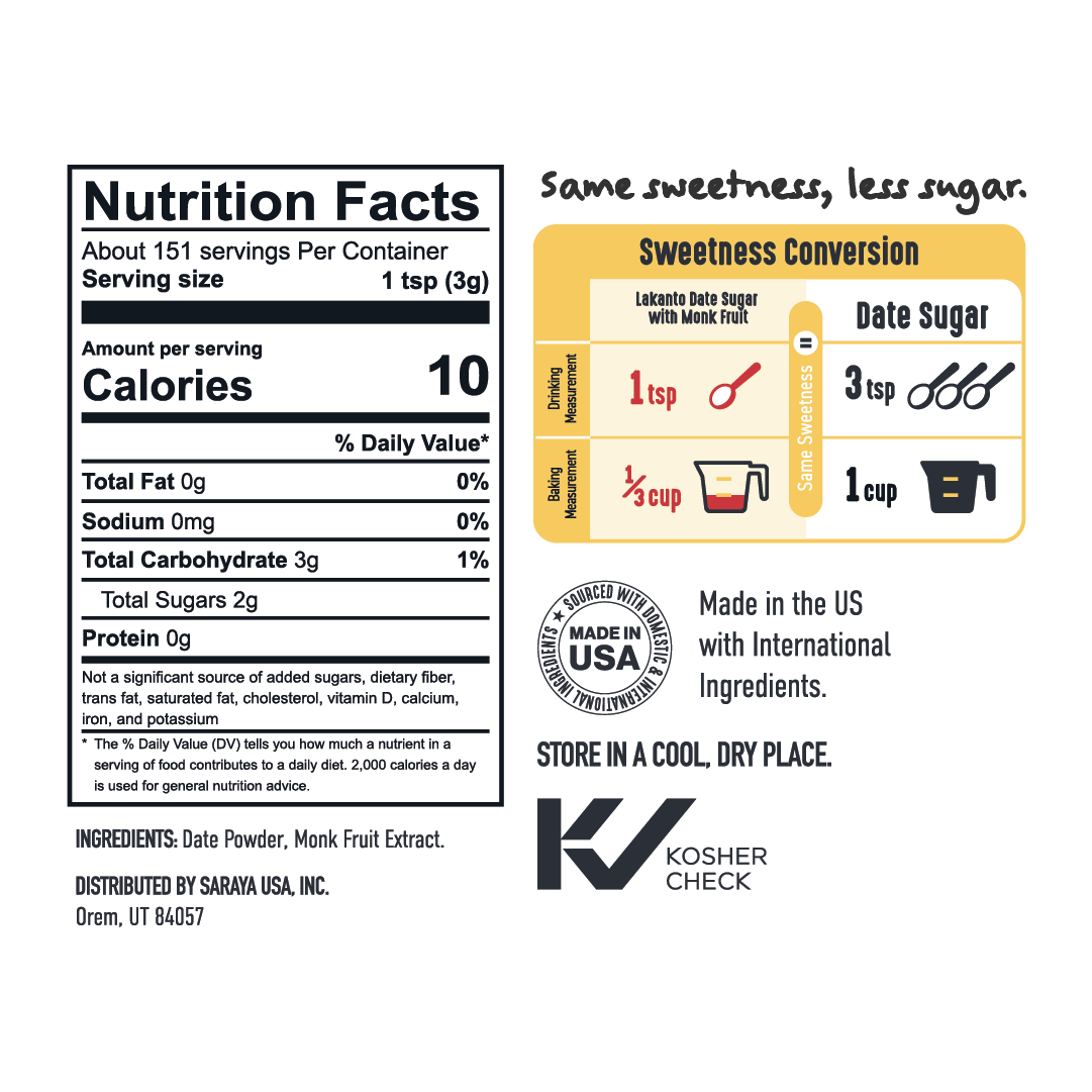 Date Sugar with Monkfruit Sweetener (Reduced Sugar)