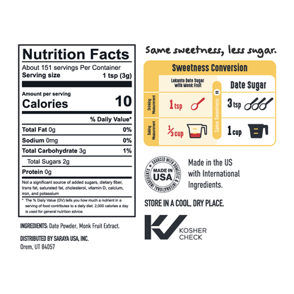 Date Sugar with Monkfruit Sweetener (Reduced Sugar)