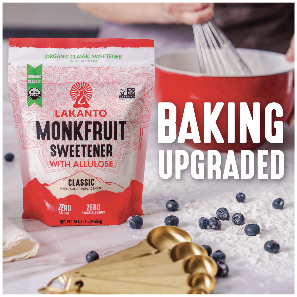 Organic Classic Monkfruit Sweetener with Allulose - White Sugar Replacement