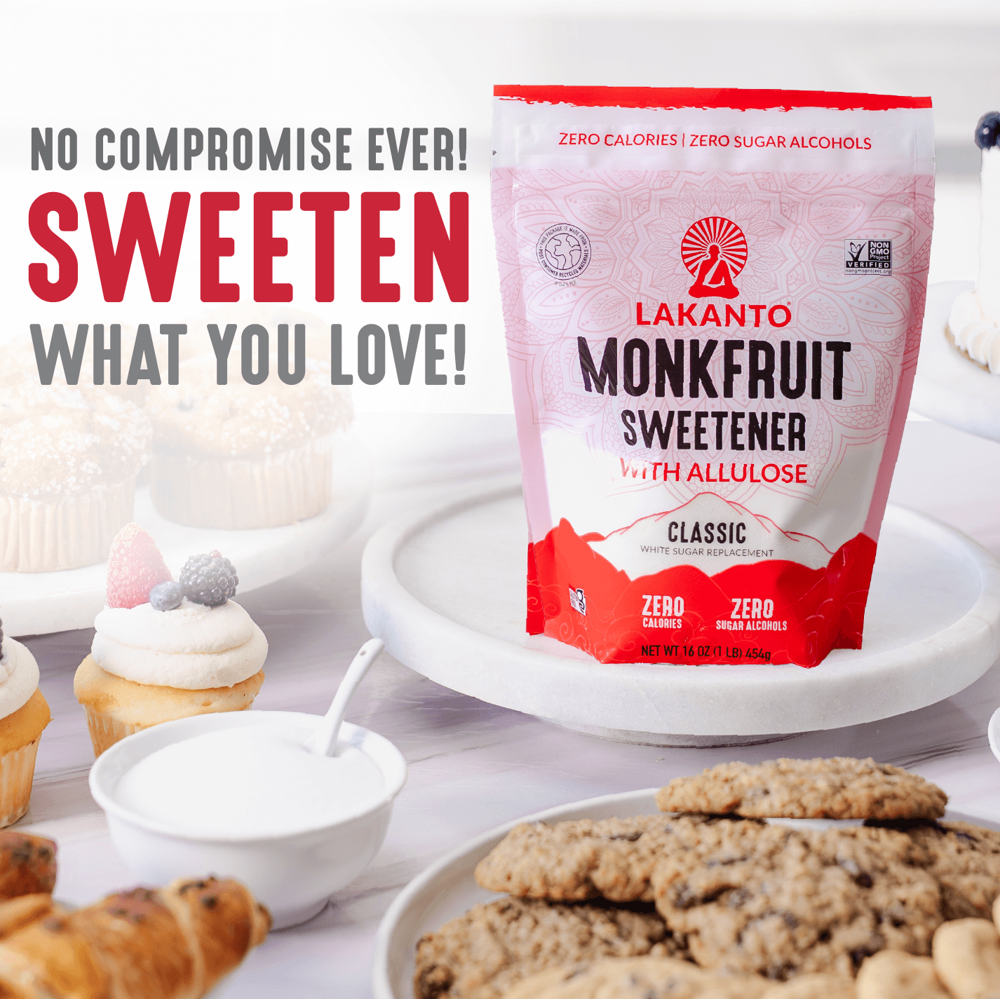 Classic Monkfruit Sweetener with Allulose - White Sugar Replacement