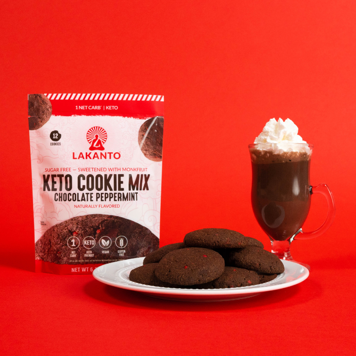 Lakanto Chocolate Peppermint Cookies dipped in Chocolate