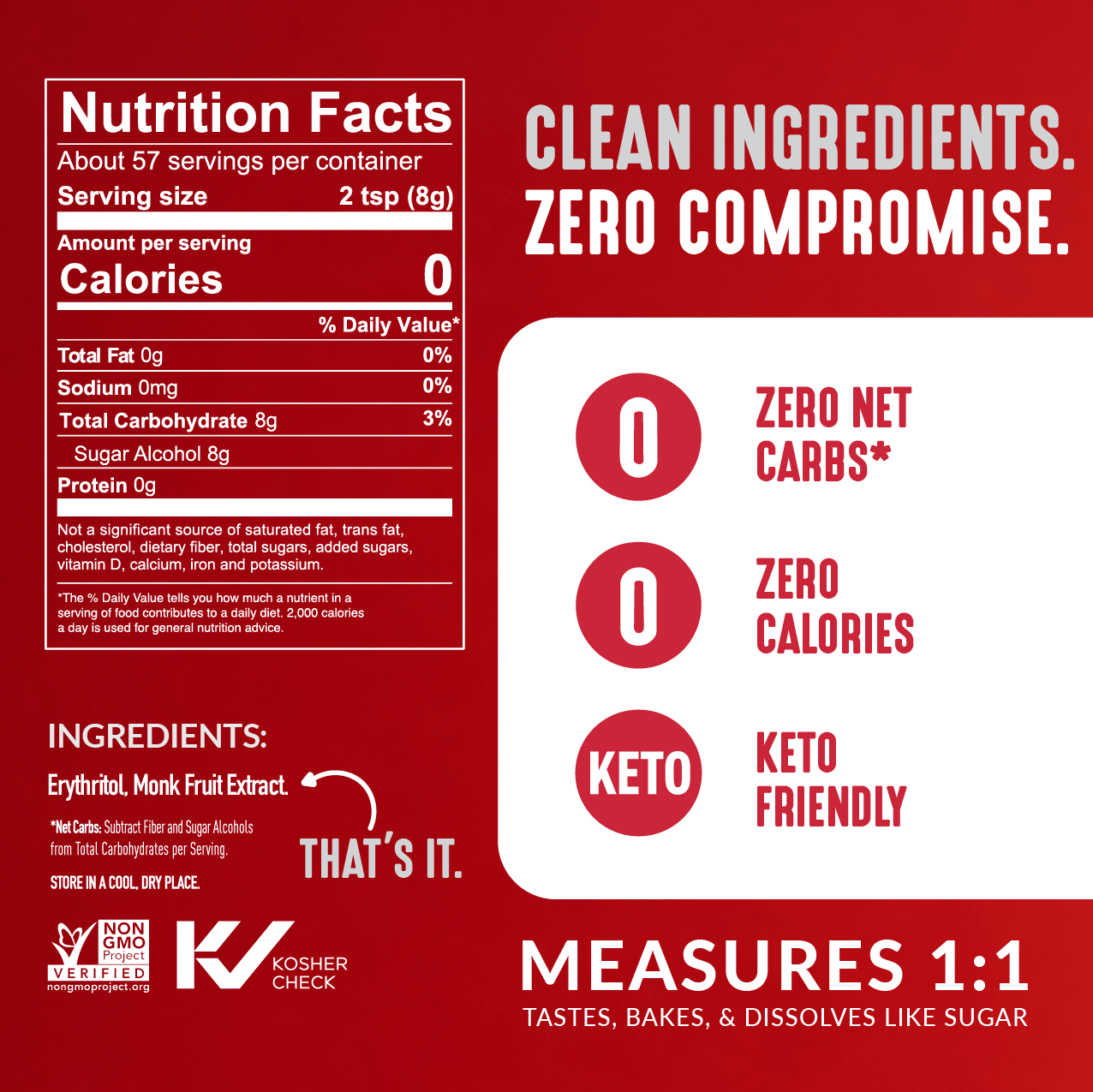 Classic Monkfruit and Erythritol Sweetener - White Sugar Replacement