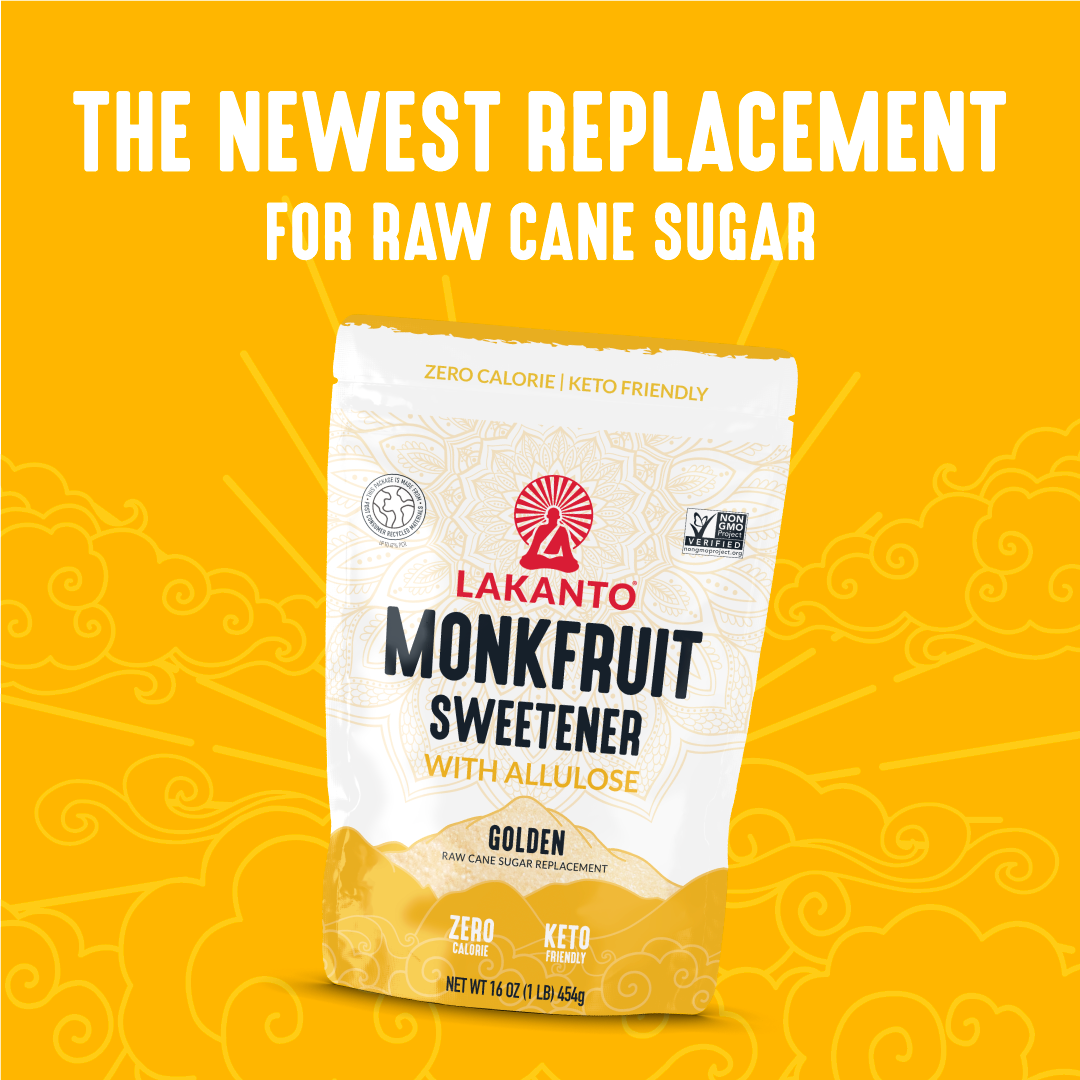 Golden Monkfruit Sweetener with Allulose - Raw Cane Sugar Replacement