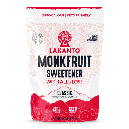Lakanto Classic Monkfruit Sweetener with Allulose Sweetener: All natural sugar replacement. White sugar substitute. Zero calorie. Keto friendly. Perfect for baking, coffee, tea. Measures 1:1. 