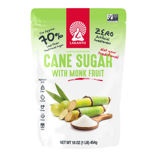 Lakanto Cane Sugar with Monk Fruit Sweetener sugar cane reduced sugar alternative replacement substitute for baking cooking drinks toppings oatmeal cereal bbq rubs smoothies jams cookies cakes