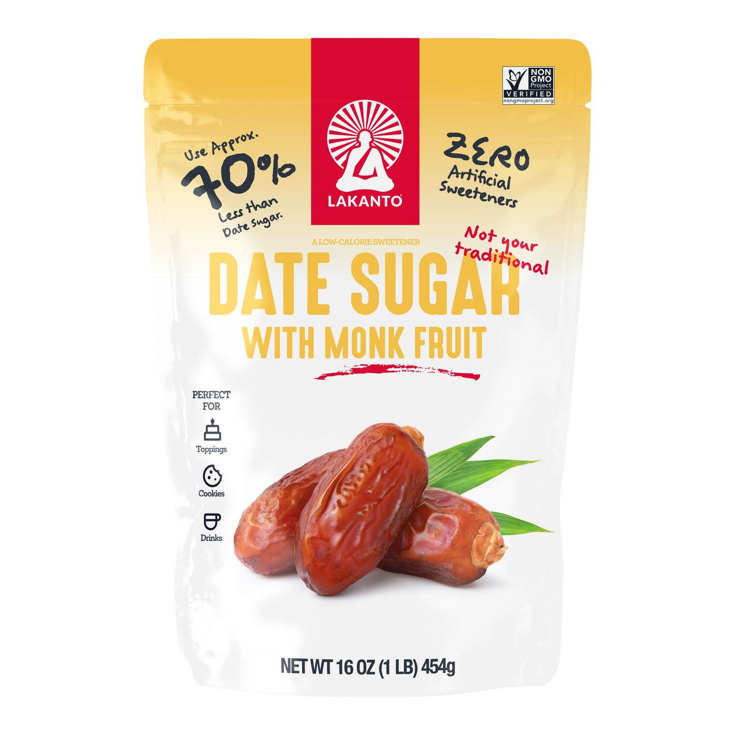 Lakanto Date Sugar with Monk Fruit Sweetener reduced sugar alternative replacement substitute for baking cooking drinks toppings oatmeal cereal bbq rubs smoothies