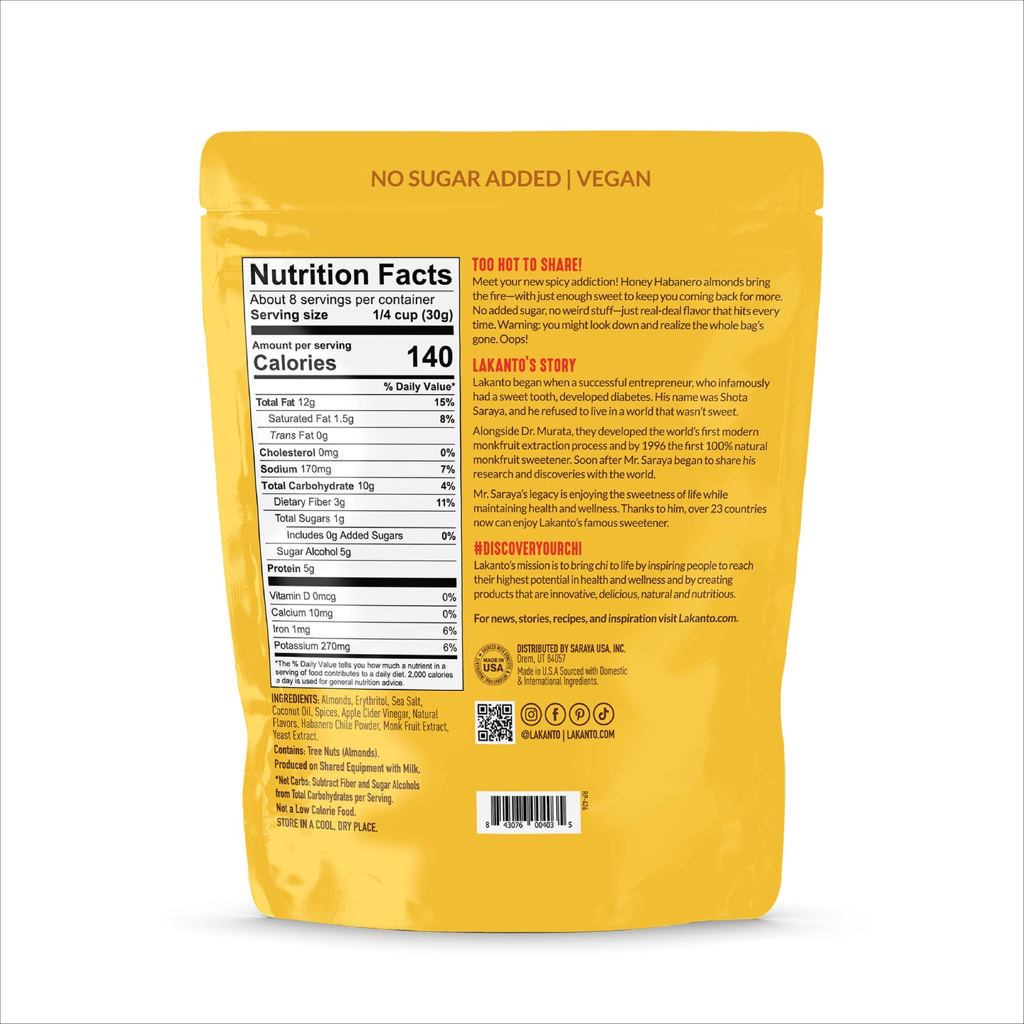 Lakanto Sweet and Savory Almonds Honey Habanero