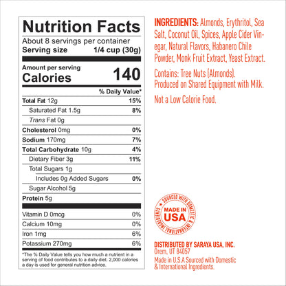 Lakanto Sweet and Savory Almonds Honey Habanero