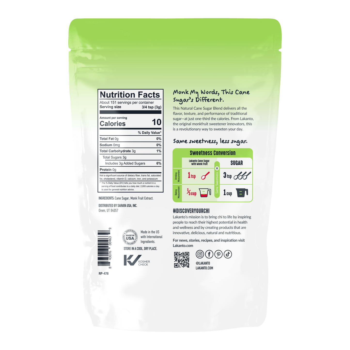 Cane Sugar with Monkfruit Sweetener (Reduced Sugar)