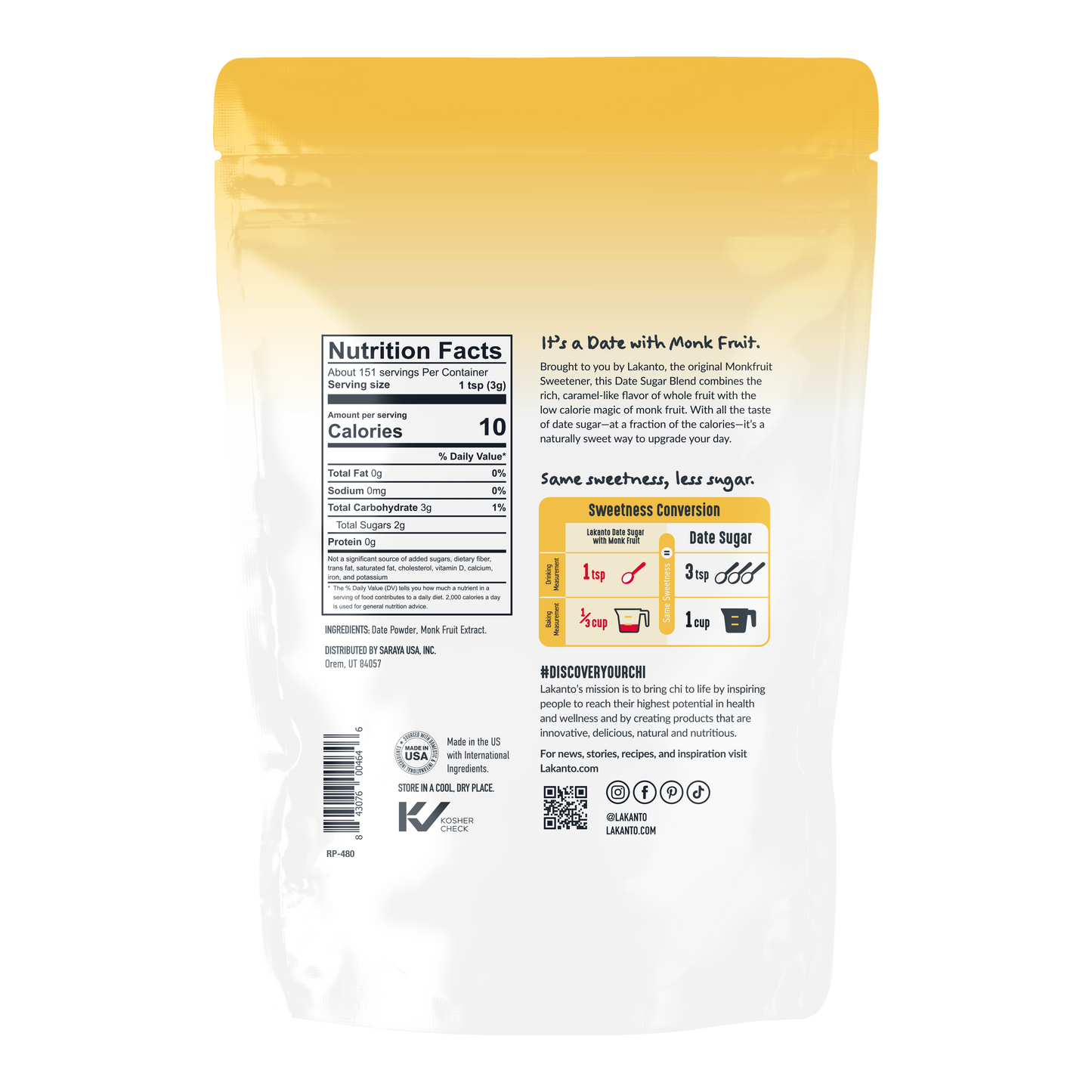 Date Sugar with Monkfruit Sweetener (Reduced Sugar)