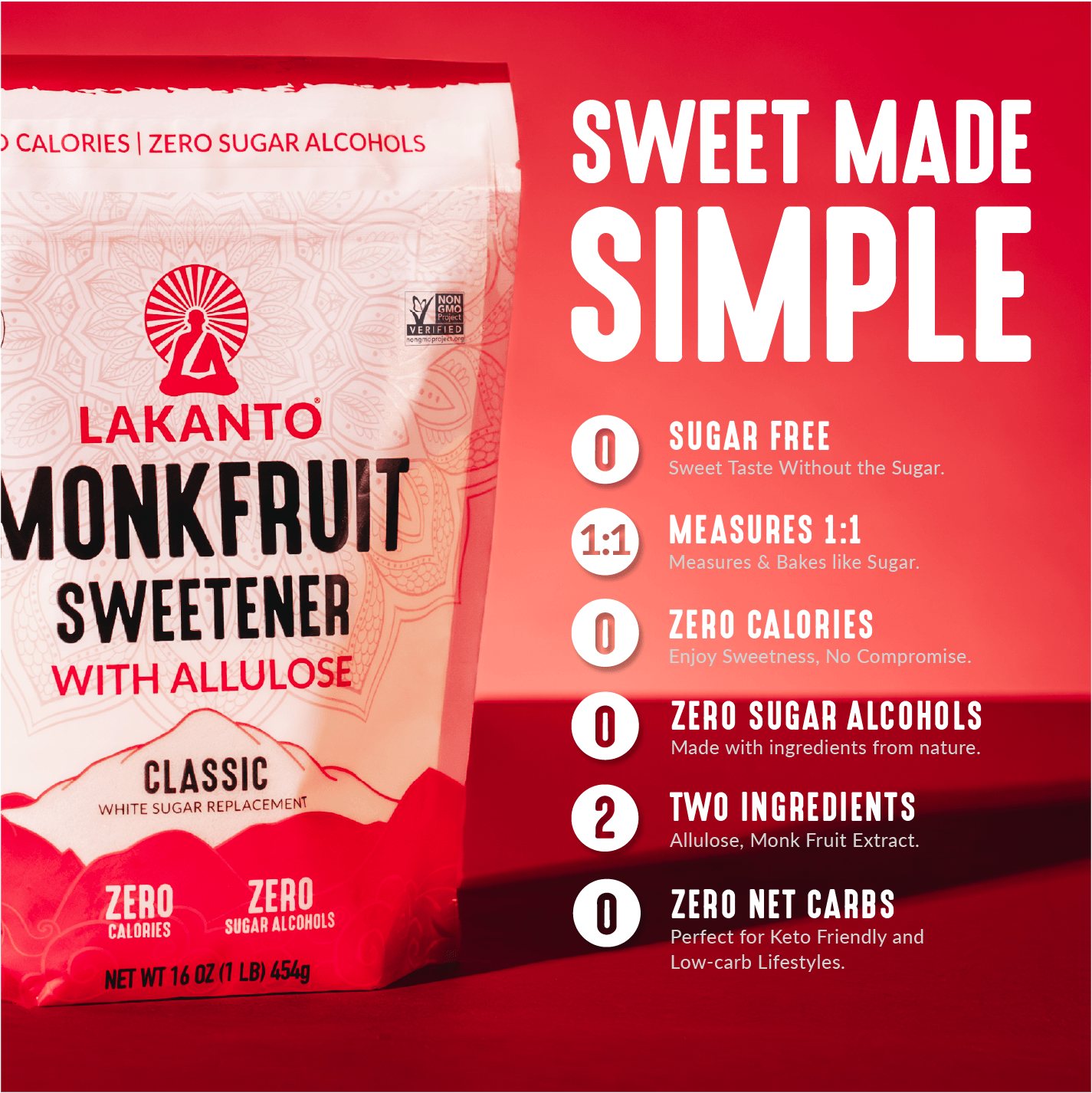 Classic Monkfruit Sweetener with Allulose - White Sugar Replacement