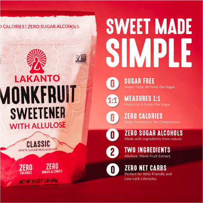 Classic Monkfruit Sweetener with Allulose - White Sugar Replacement