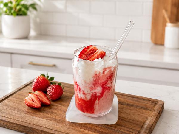 Strawberry Smoothie with Fresh Strawberry Glaze