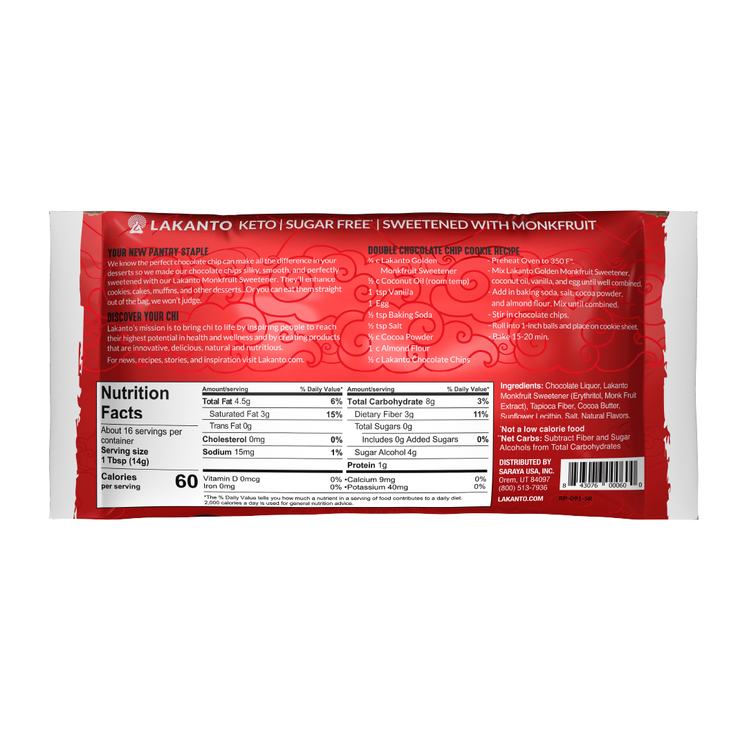Sugar-Free Chocolate Chips back of Package
