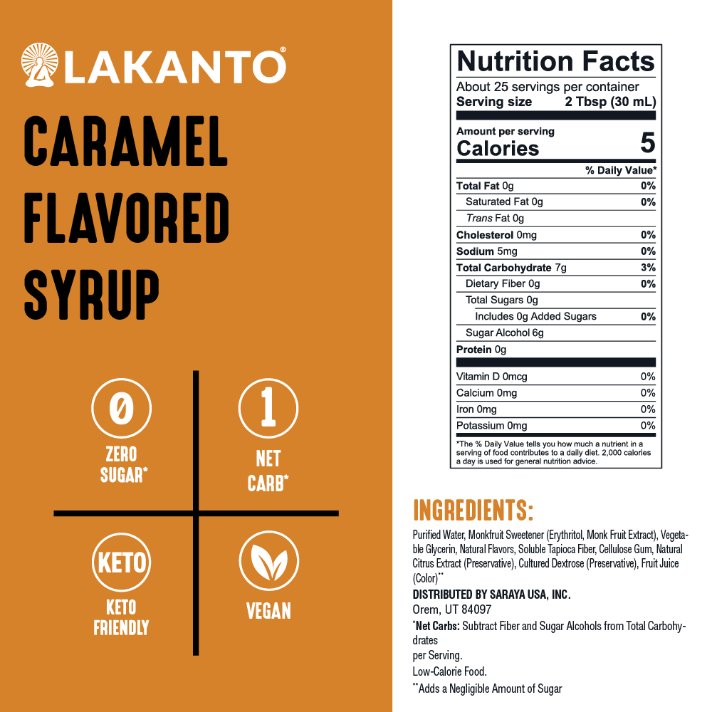Lakanto Simple Syrup Caramel Flavor Nutritional Facts