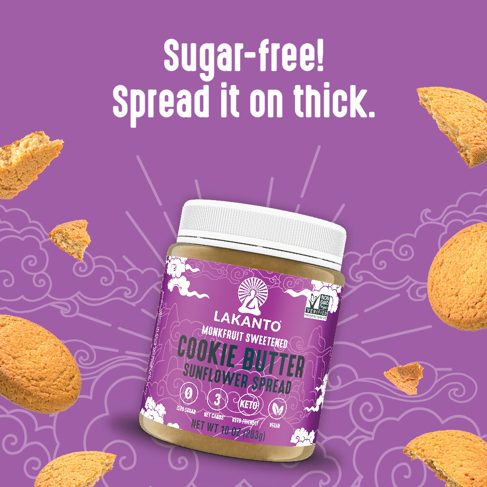 Sugar-free! Spread Lakanto Cookie Butter Sunflower Spread on thick