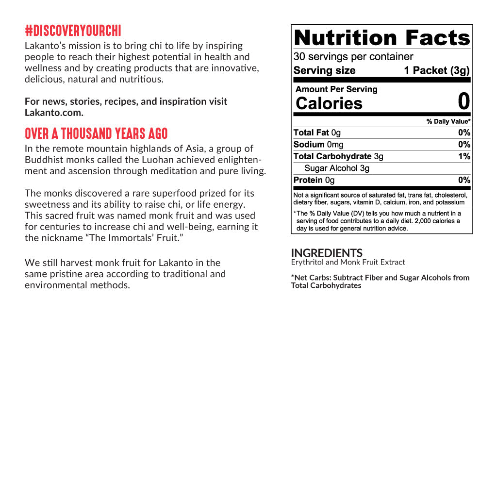 Golden Monkfruit 2:1 Sweetener Packets 5.00% Off Auto renew
