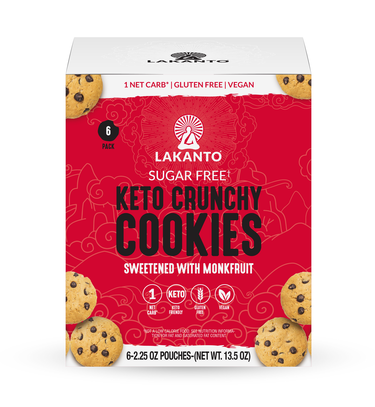 6 Pack box of Lakanto Mini Crunchy Cookies (Chocolate Chip)